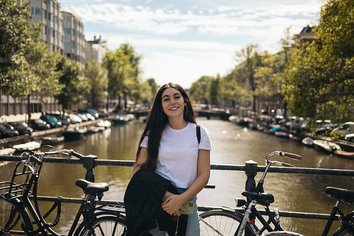 Young woman visiting Amsterdam