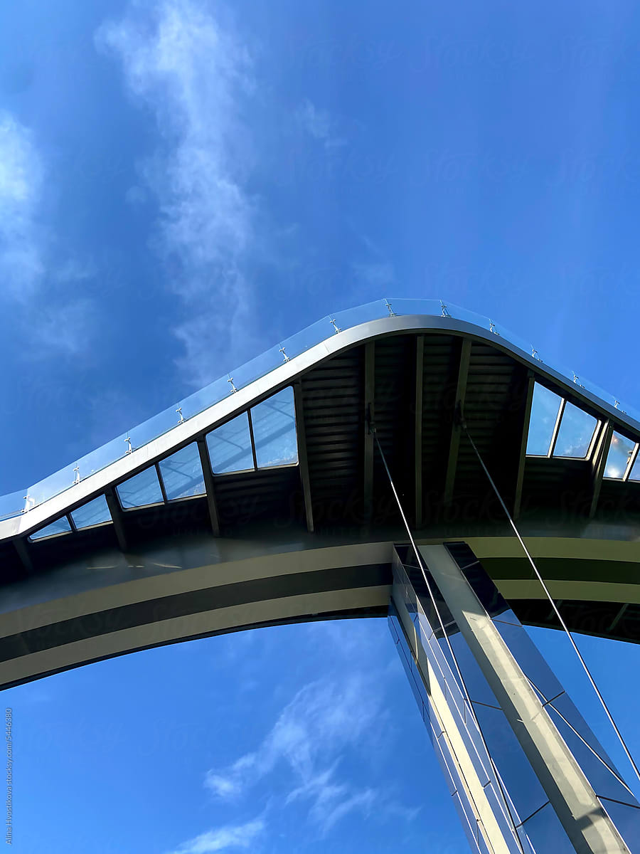 Modern bridge under blue sky