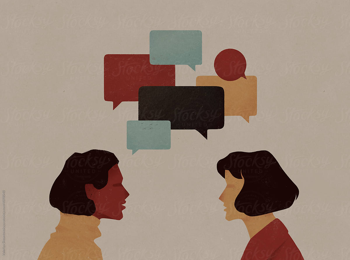 girlfriends chatting illustration