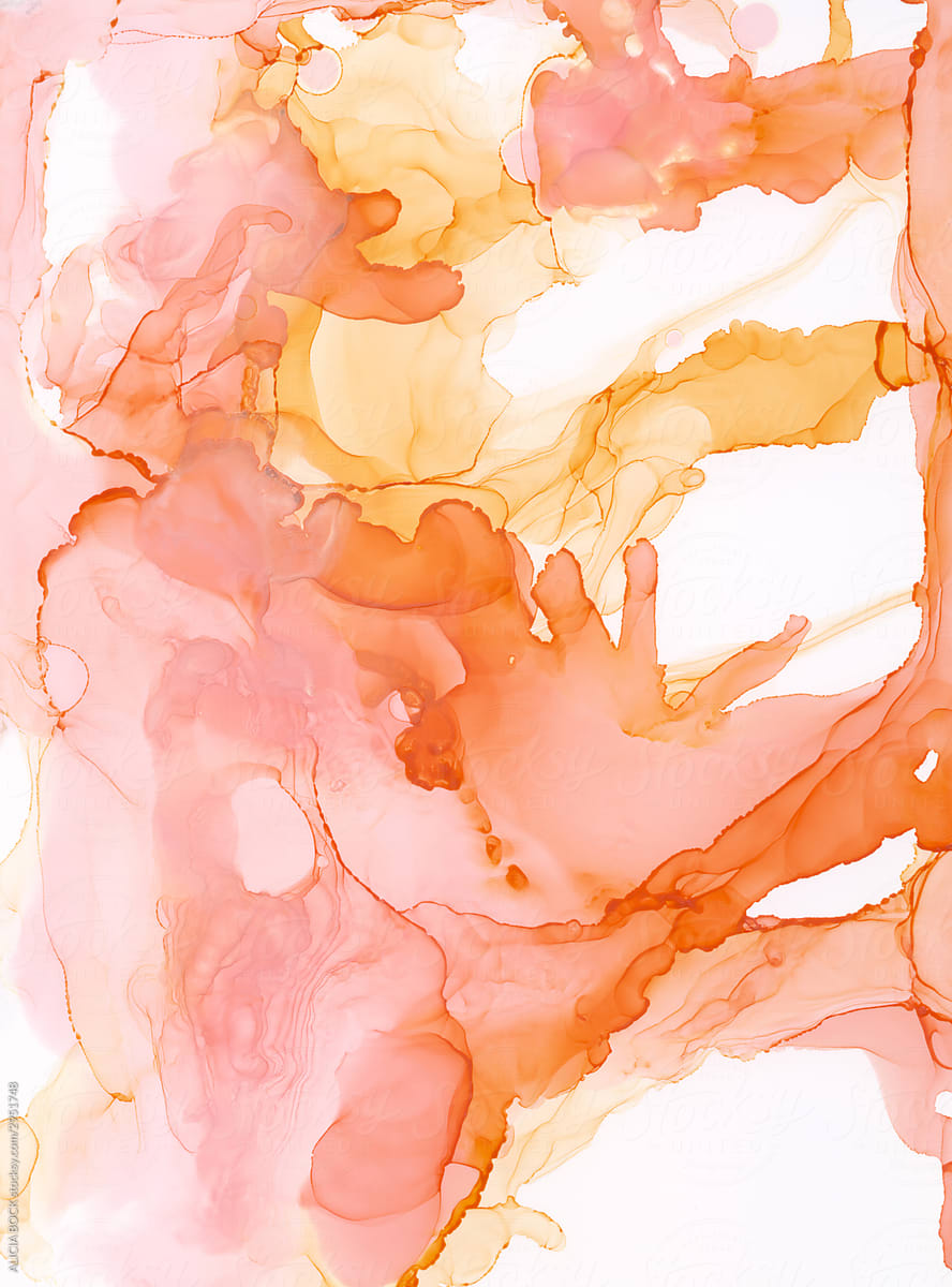 Pink and Peach Alcohol Ink Painting