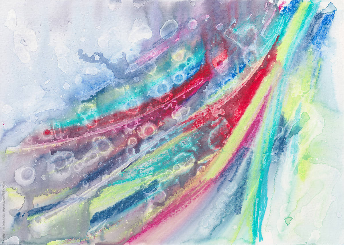 Water soluble wax pastel abstract.
