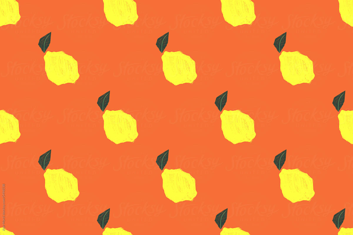 A minimalistic illustration of a seamless pattern for a yellow lemon