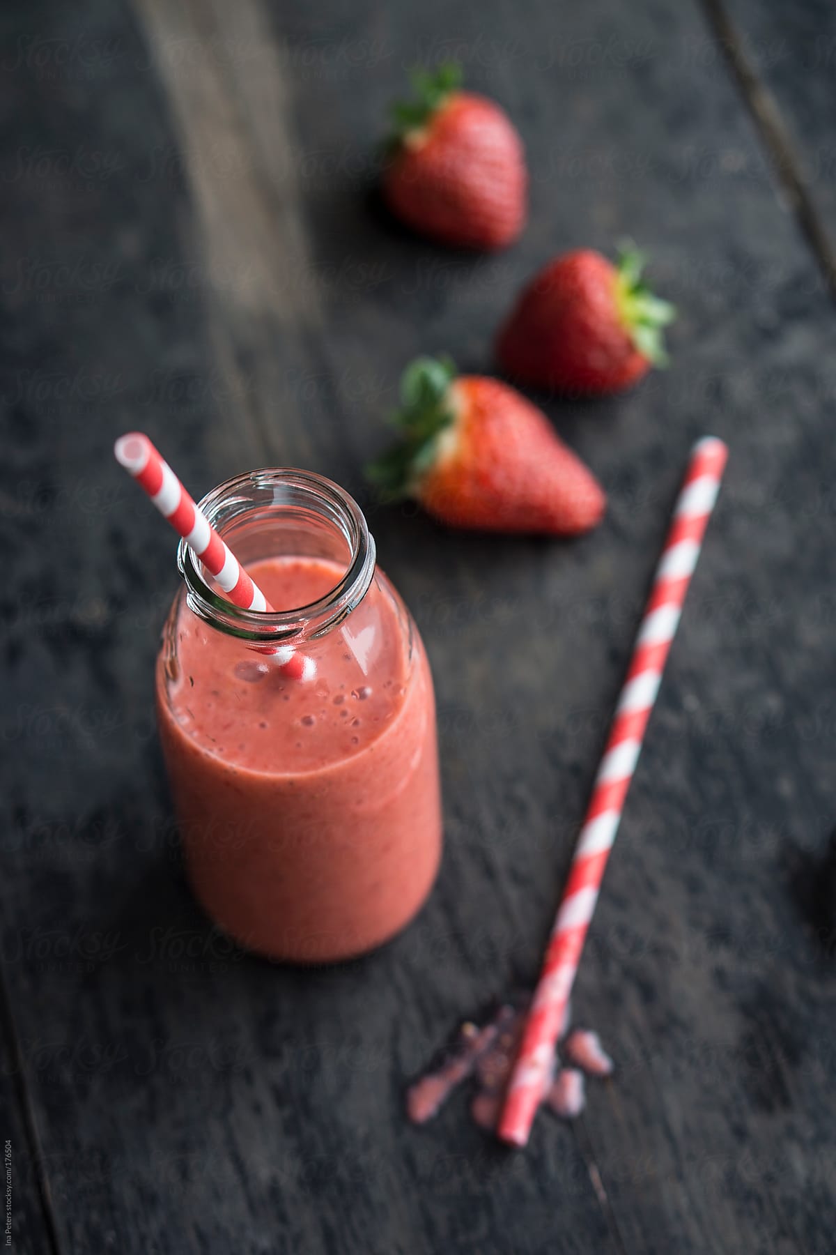 Food: Strawberry Smoothie with Paper Straw