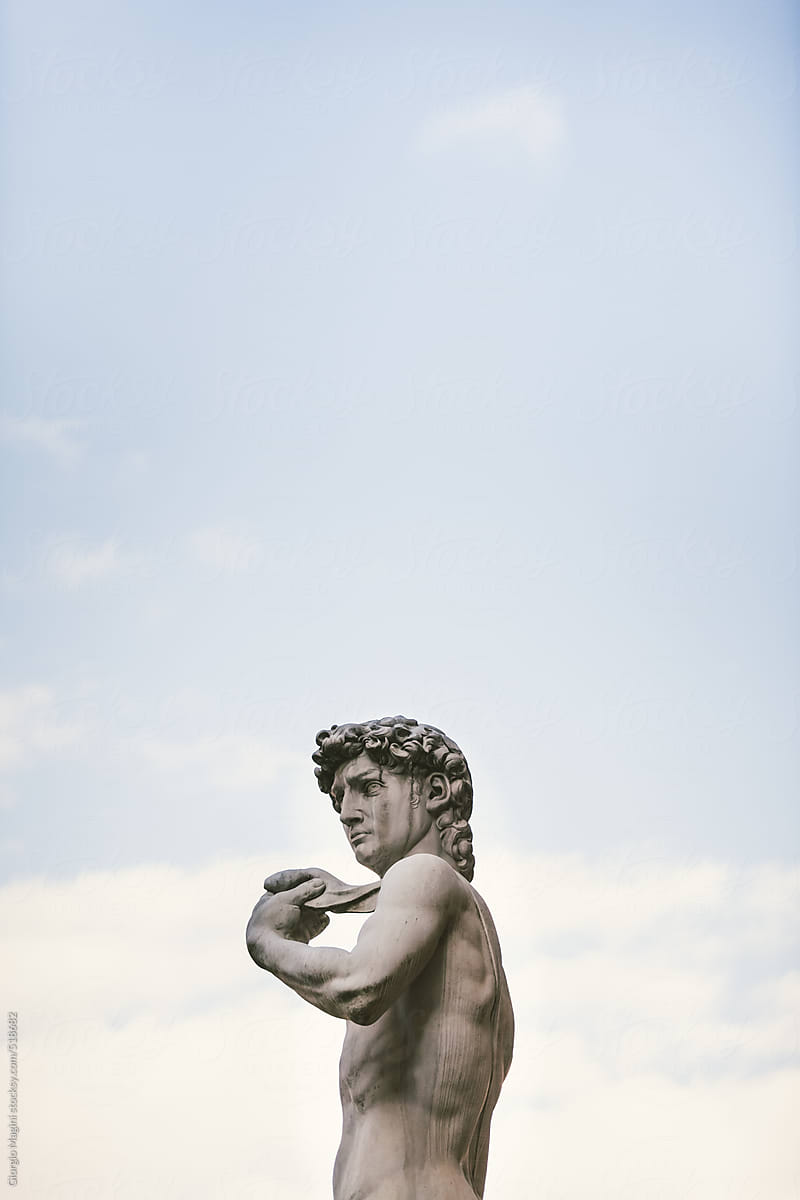 Michelangelo\'s David Statue against Empty Sky