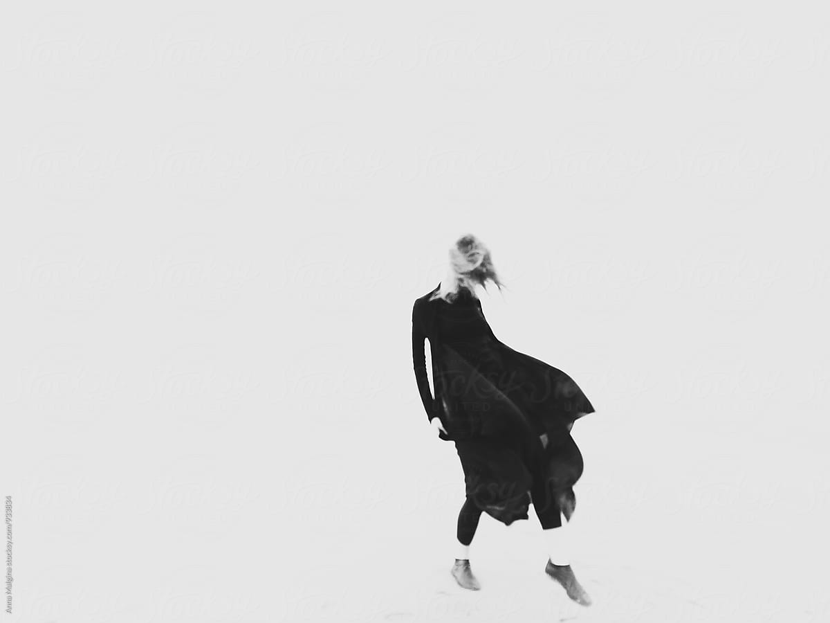 Woman silhouette in white space