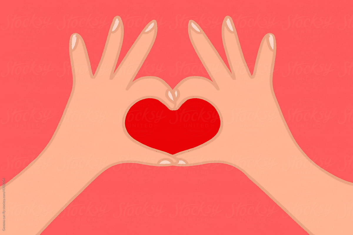 Heart shaped hands illustration