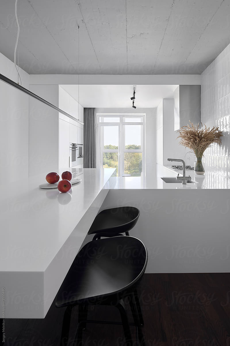 Modern kitchen with white interior