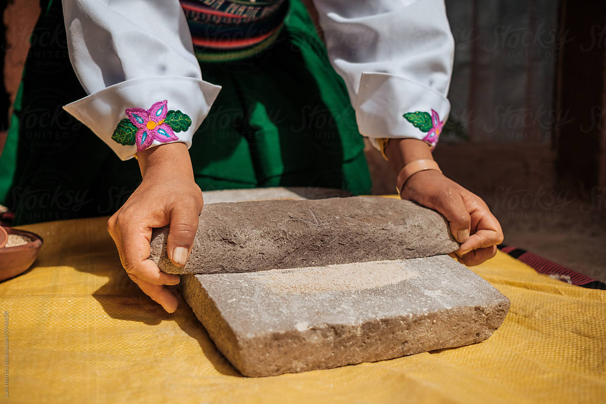 woman hands using a rural traditional kitchen technique