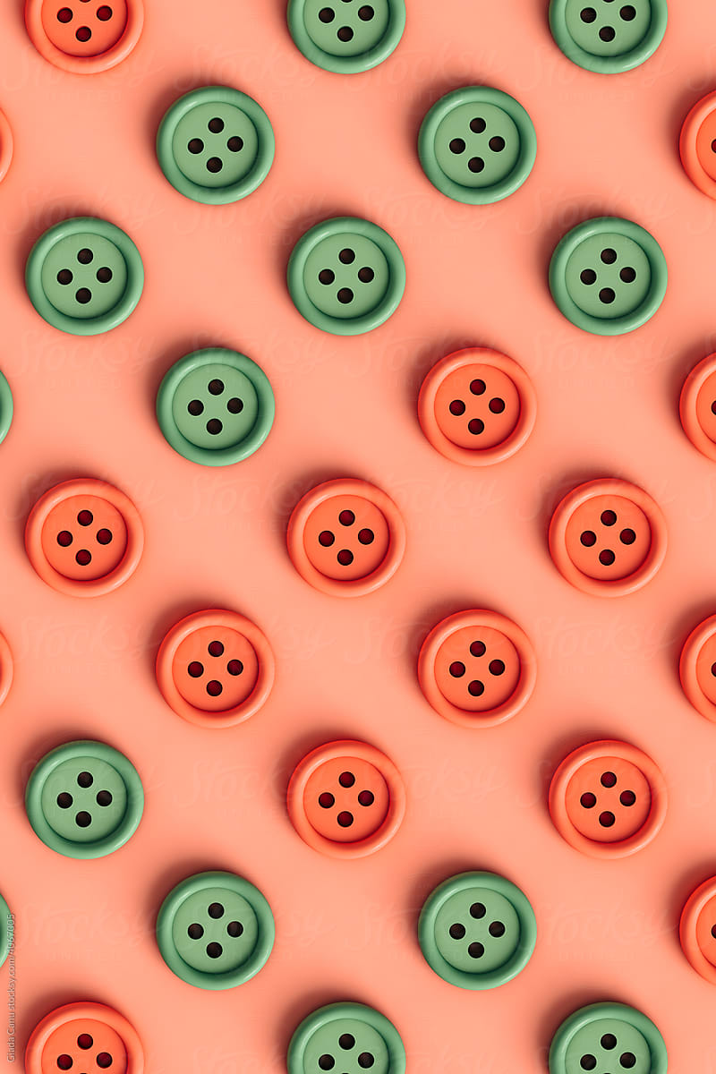 pattern of pink and green buttons on pink background