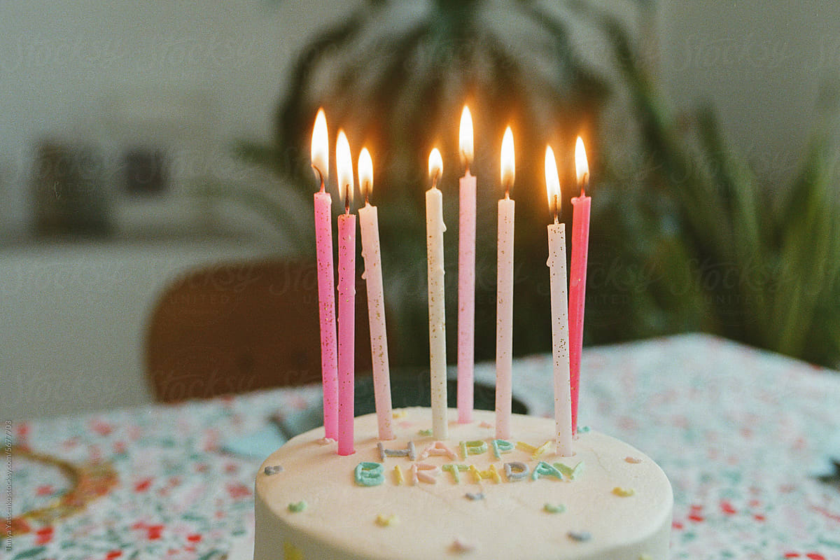 A birthday cake with candles