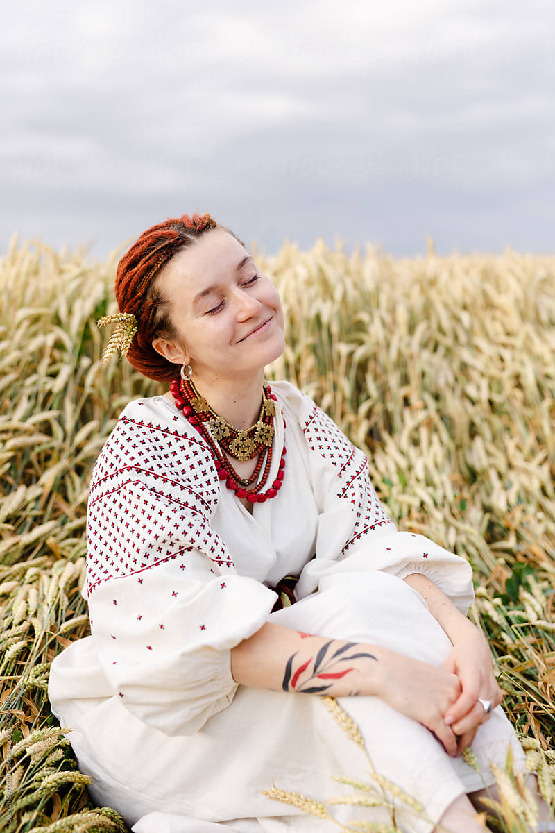 Female model in traditional Ukrainian costume