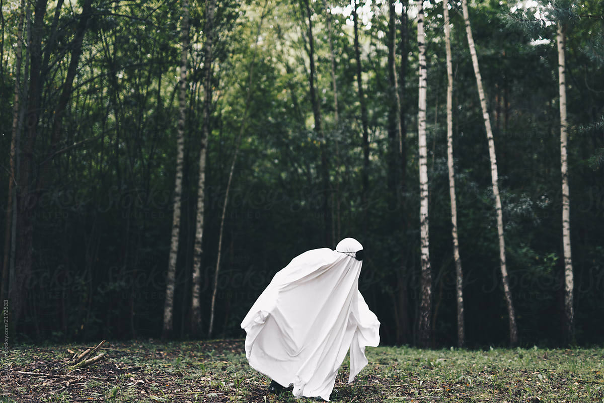 Ghost walking in forest