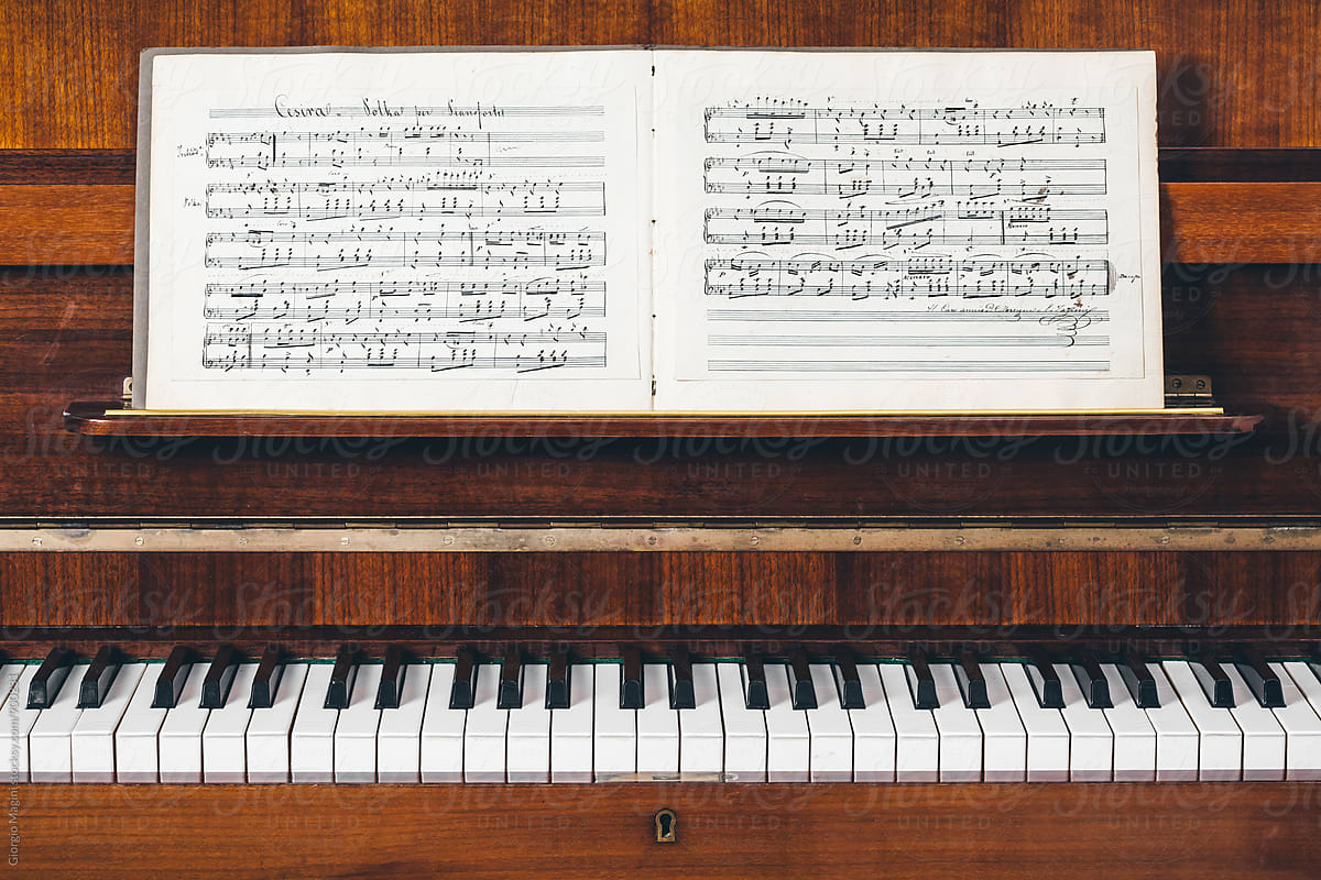 19th Century Handwritten Musical Score on Piano