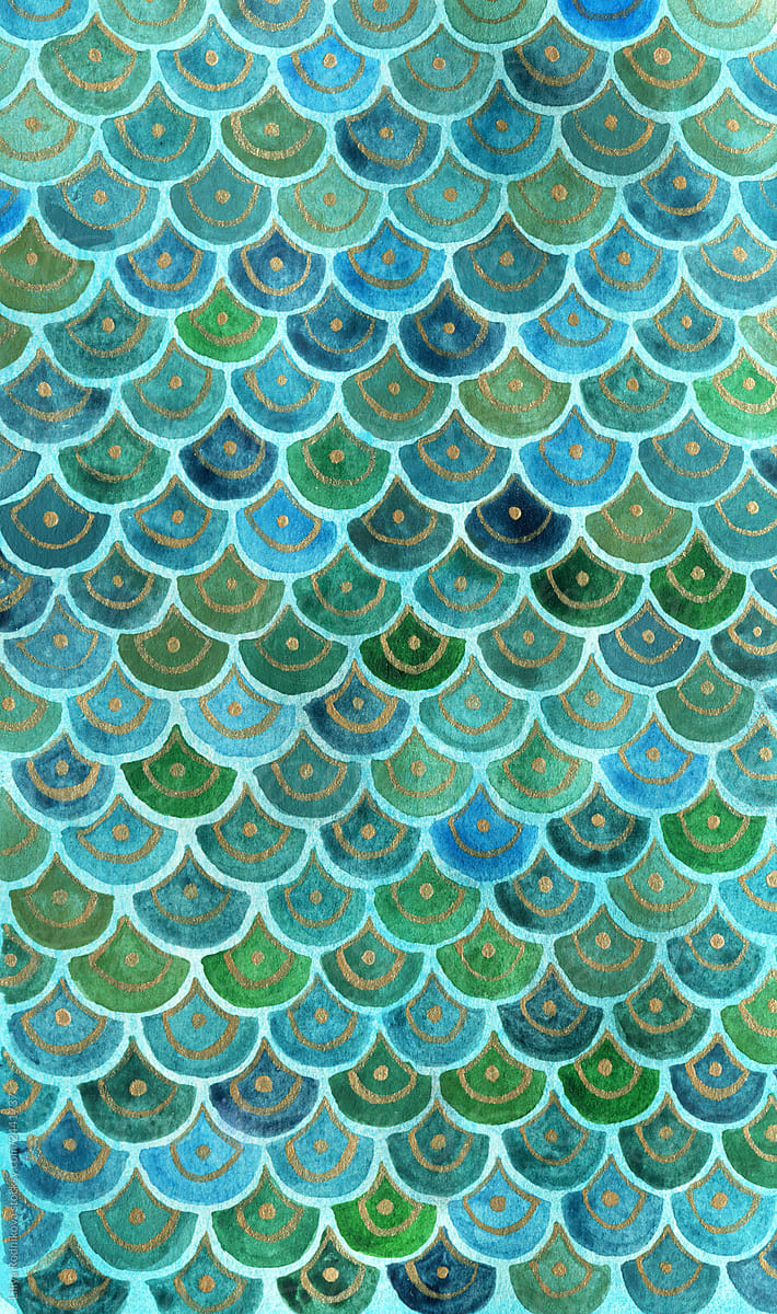 Watercolor Fish Scale Pattern by Stocksy Contributor Liliya