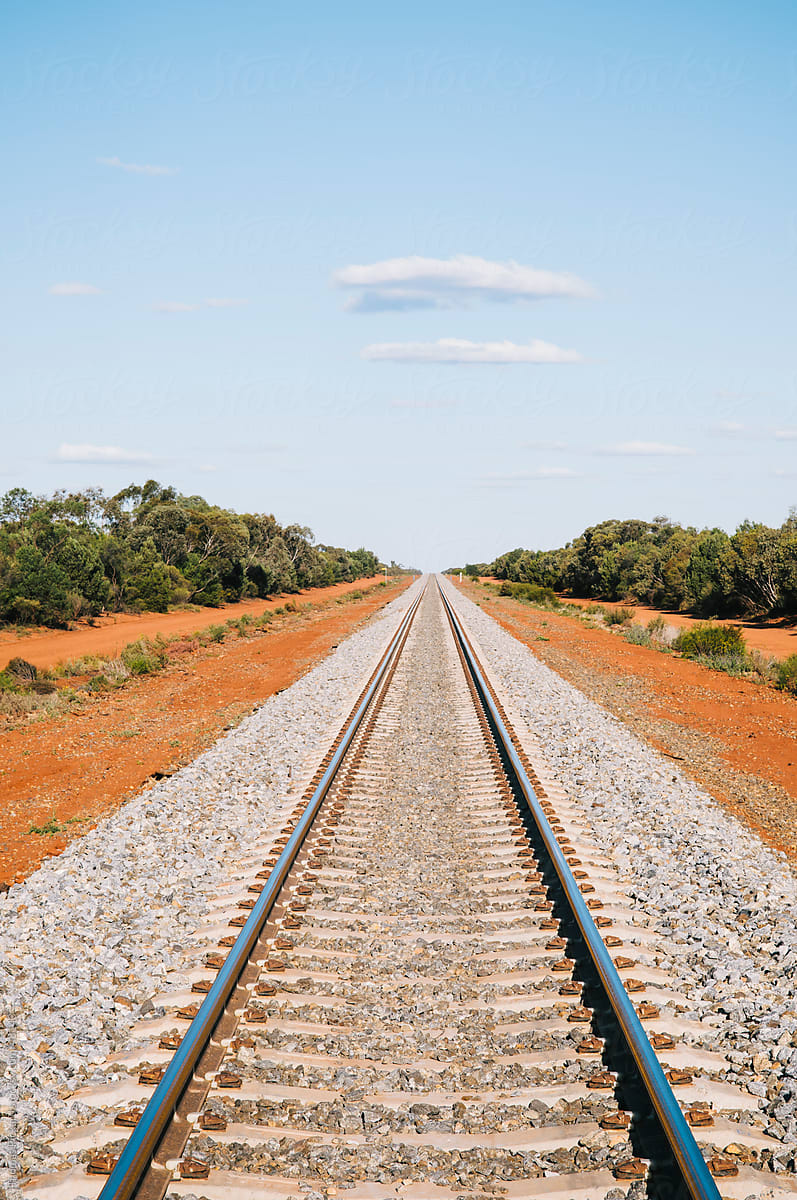 Train tracks near Conoble, New South Wales, Australia.