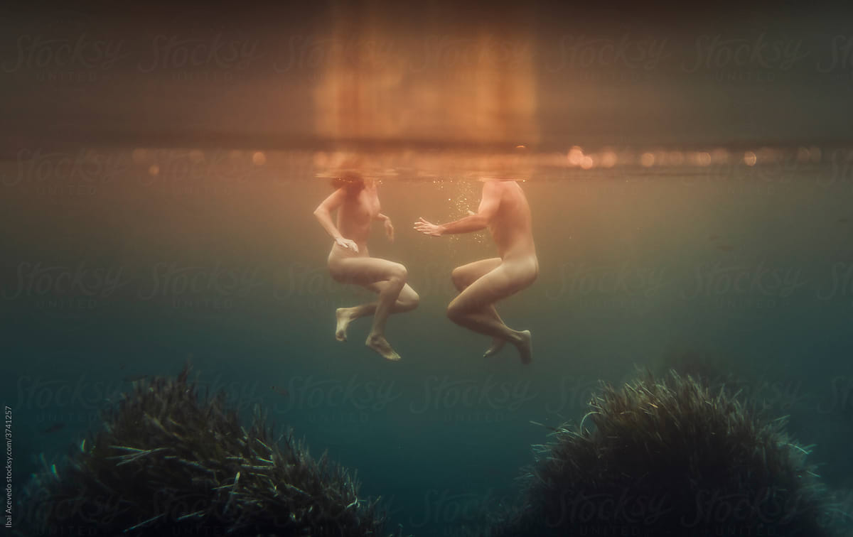 Couple swimming in the sea