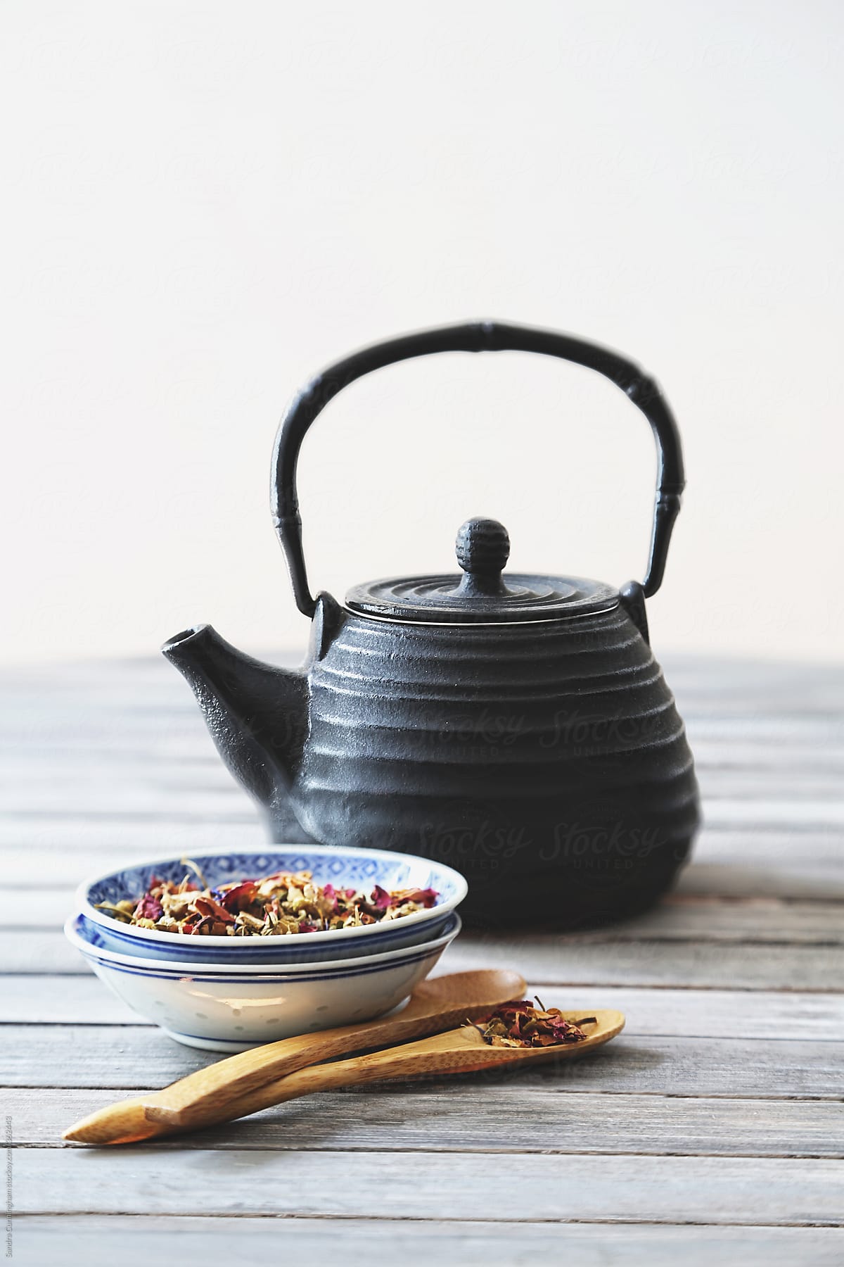 Teapot with loose herbal tea leaves