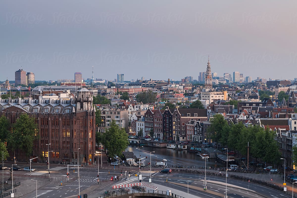 Amsterdam, the Netherlands - Panorama of the City at Dusk