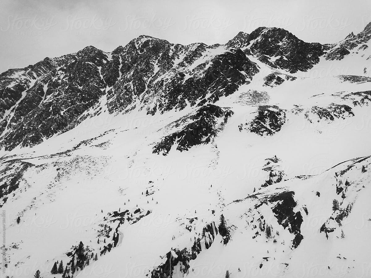 Black and White Shot of Snow-Covered Austrian Alps