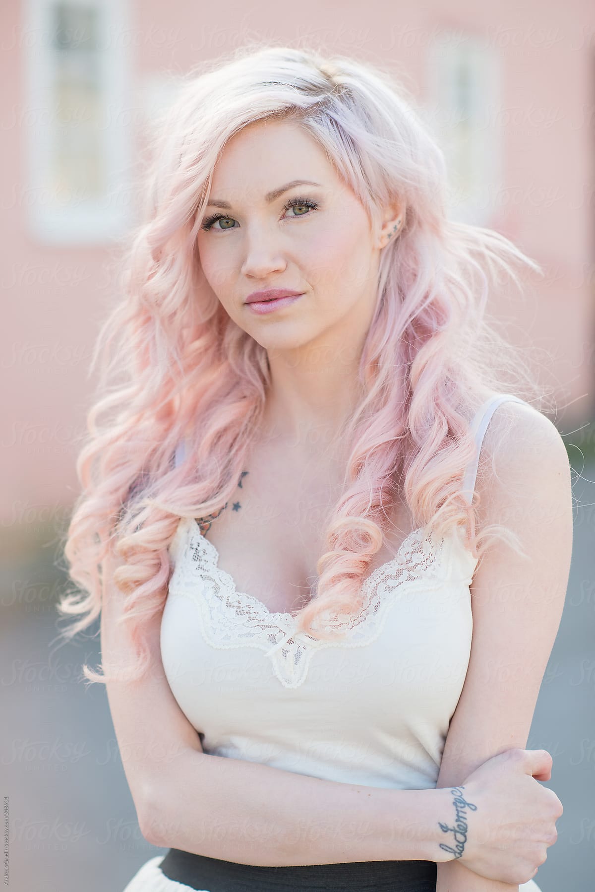Girl With Pastel Pink And Blonde Hair By Stocksy Contributor Andreas