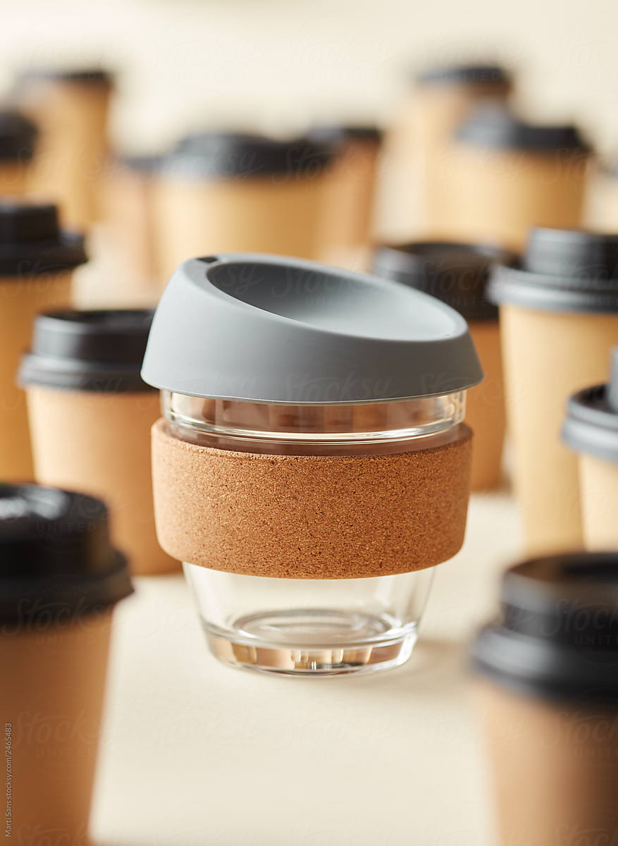 Glass reusable cup for coffee