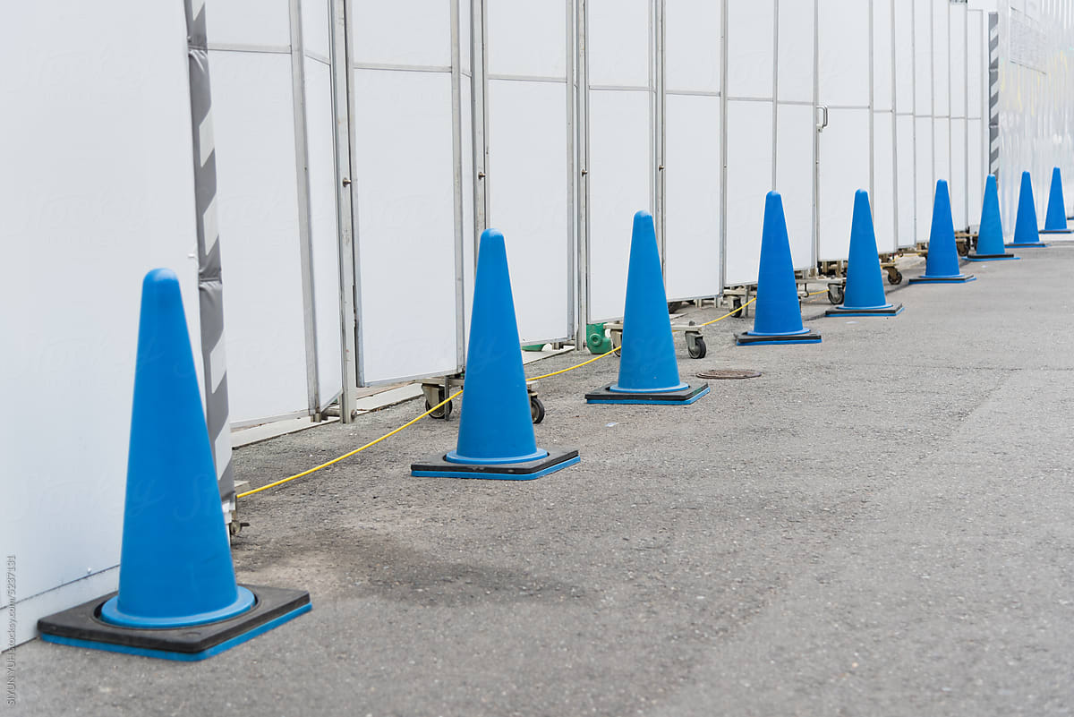 Blue traffic cones
