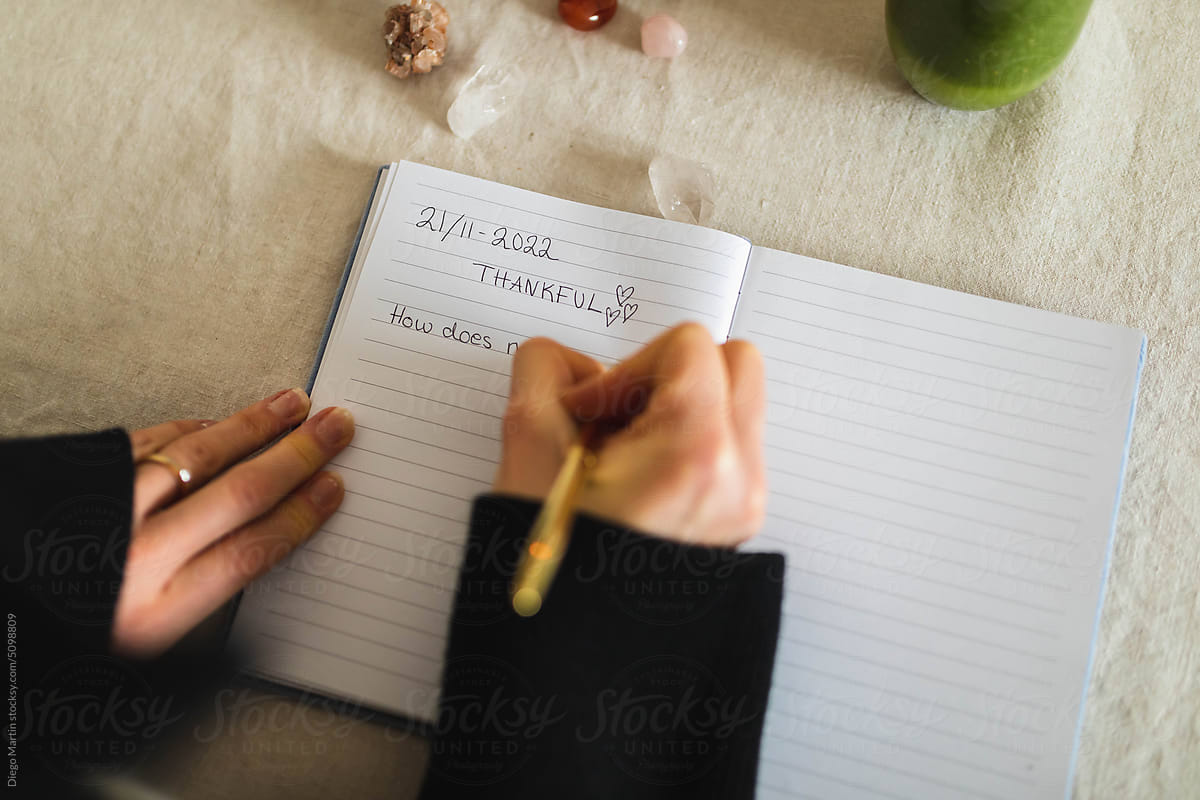Woman hand writing in a book