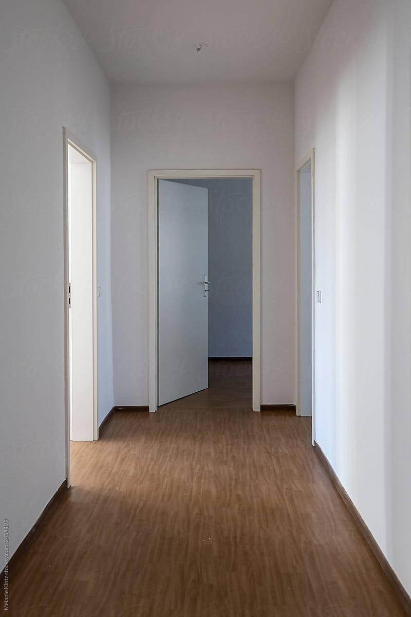 Hallway of an empty, freshly renovated apartment