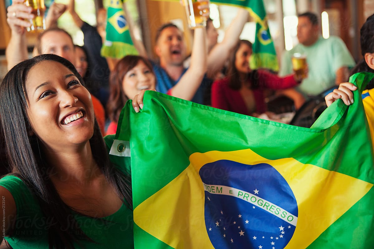 Soccer: Fans In Pub Cheer For Brasil in Game