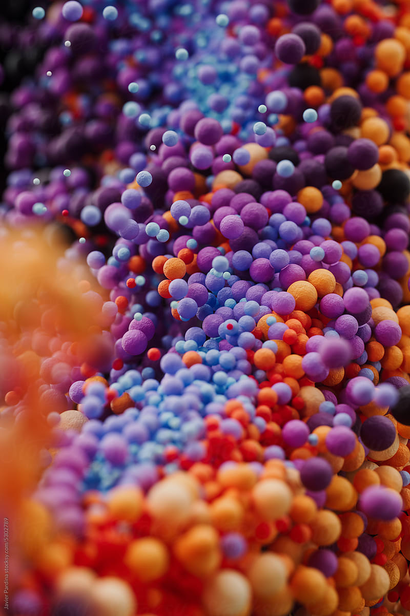 multicolored particles