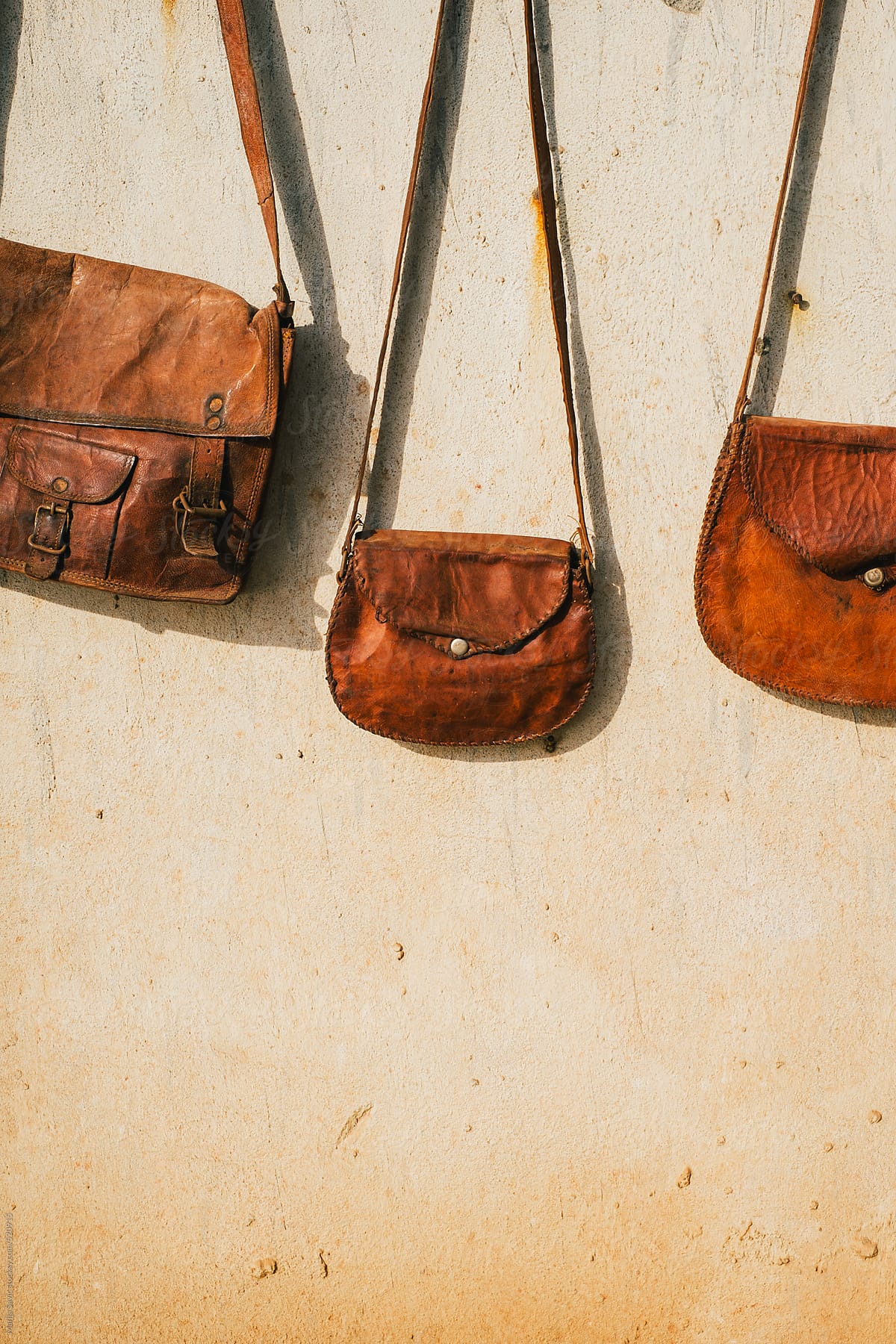 Leather Bags Hanging on the Wall