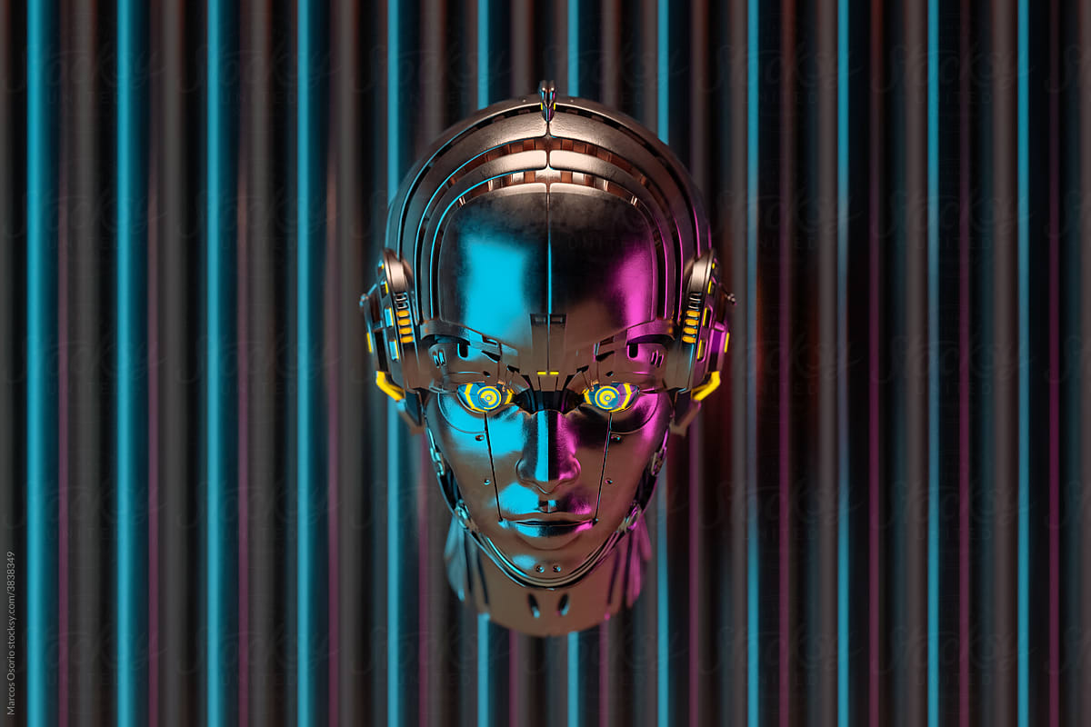 Portrait of a robot head