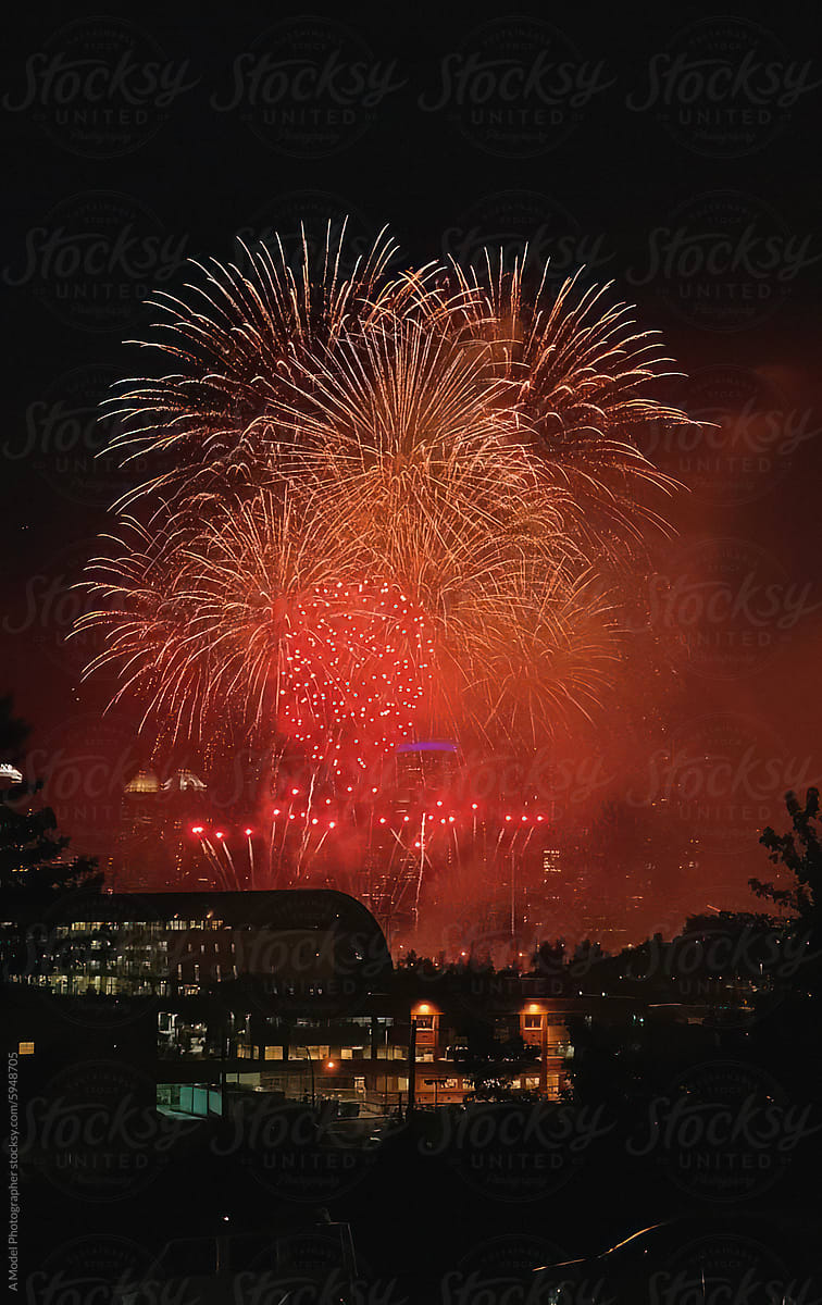 Night scene of a fireworks display