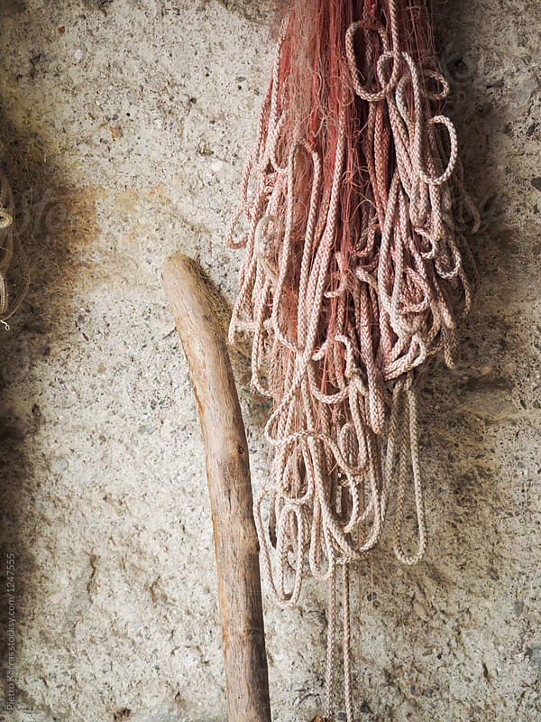 Fisherman\'s net on the wall