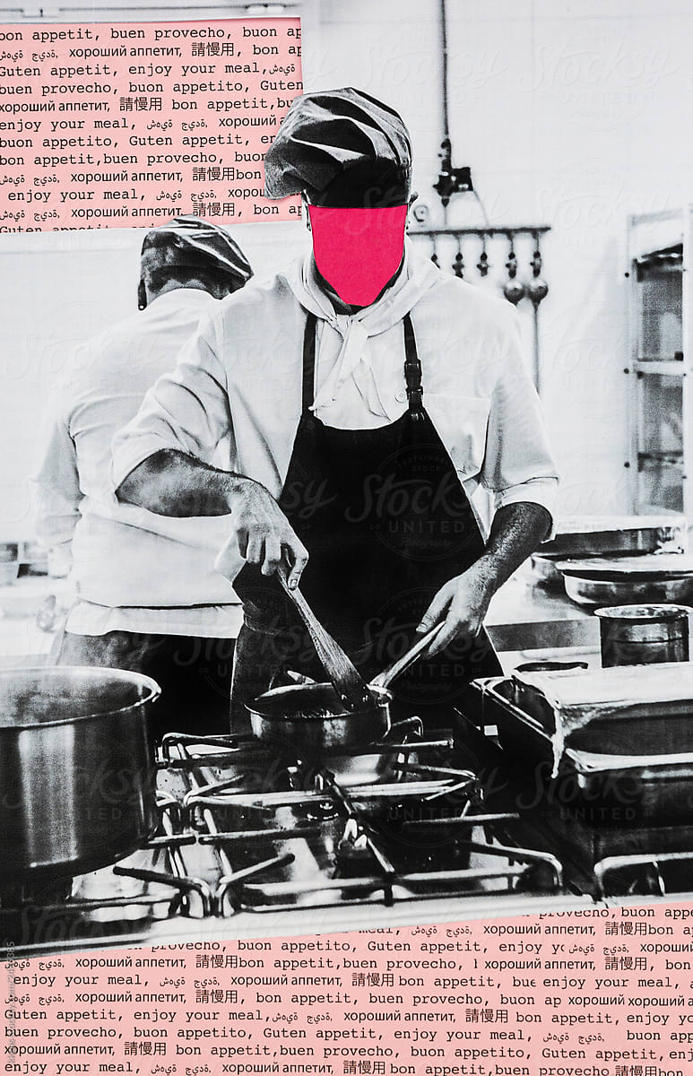 Collage of restaurant chef