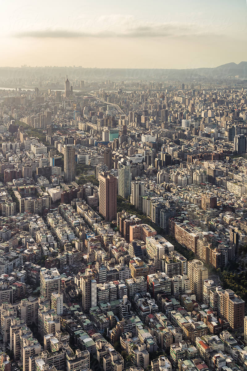 View of Taipei City from Taipei 101 building in Taiwan.