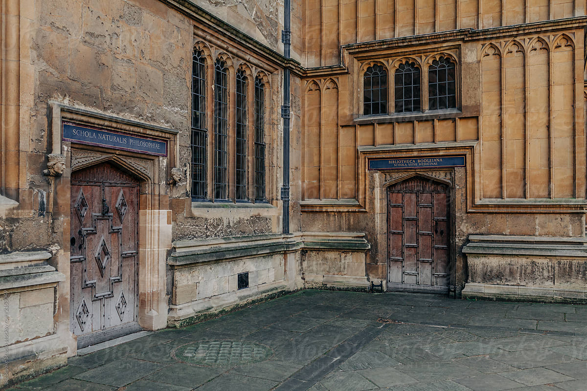 Old door to the library in Oxford, United Kingdom