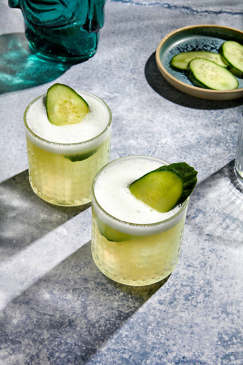 Mezcal Cocktail with Cucumber Garnish