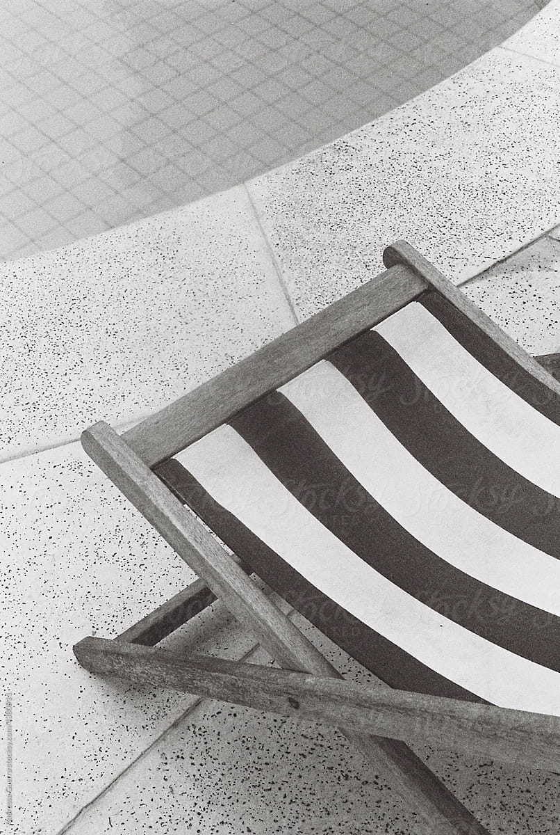 Wooden striped pool chair