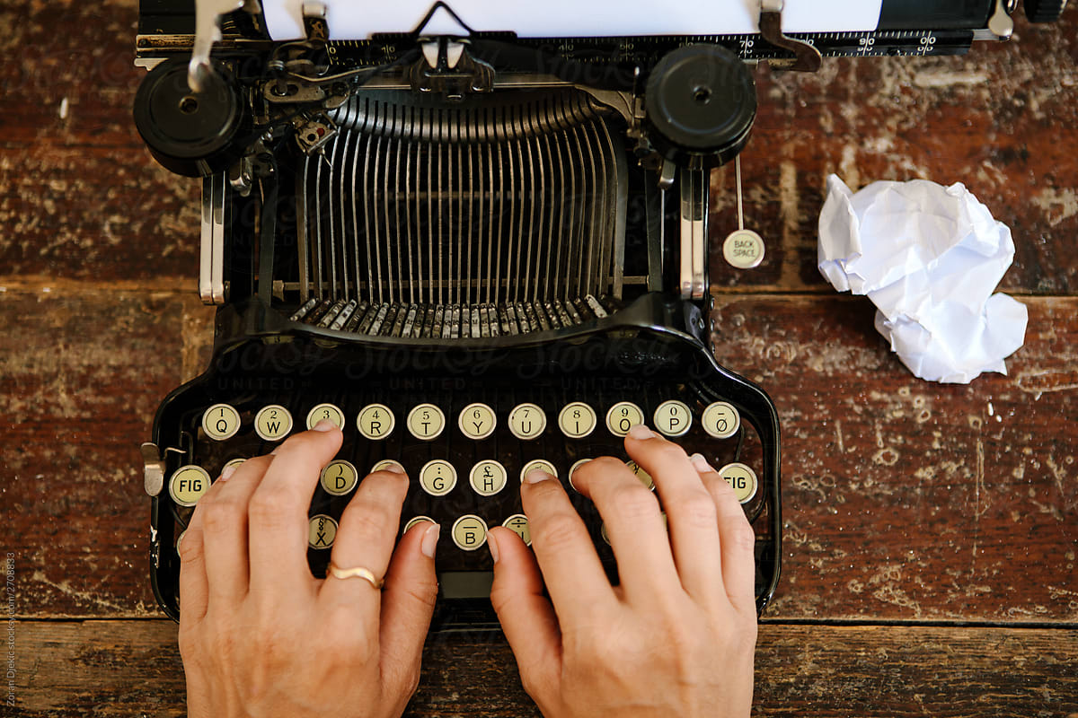 Typing on an vintage typewriter