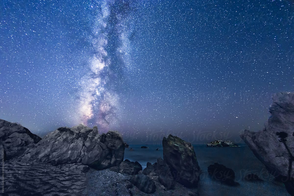 The Milky Way over a Rocky Short at Lefkada Greee