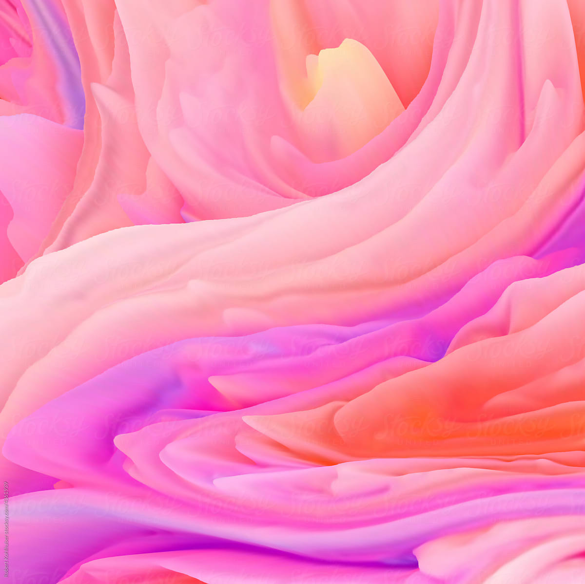 3D extruded pastel fluid shapes
