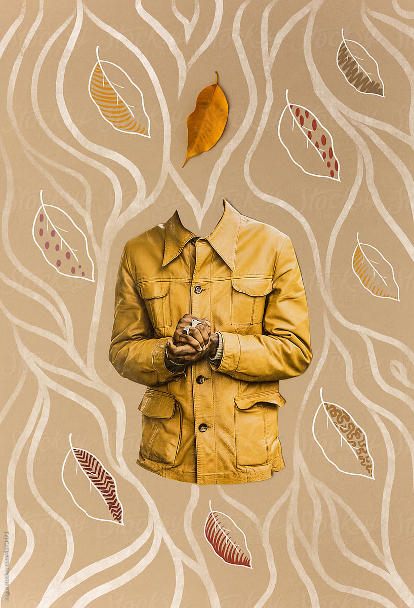 Fall collage of leaves and jacket