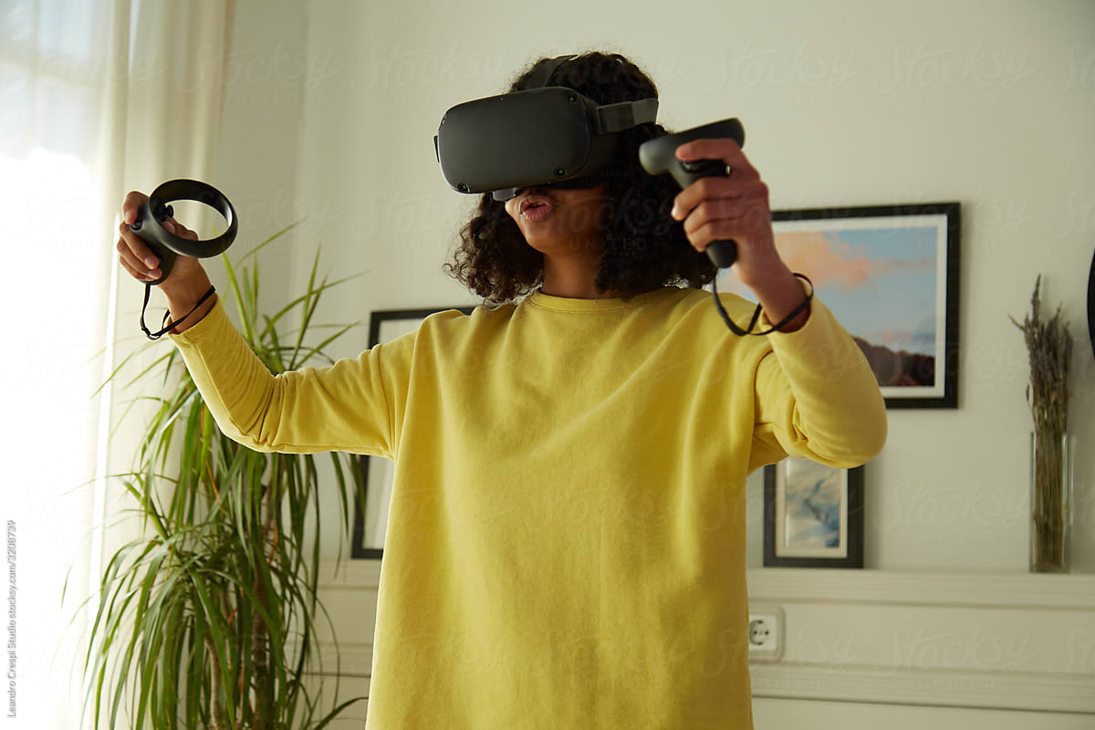 Woman designing in virtual reality