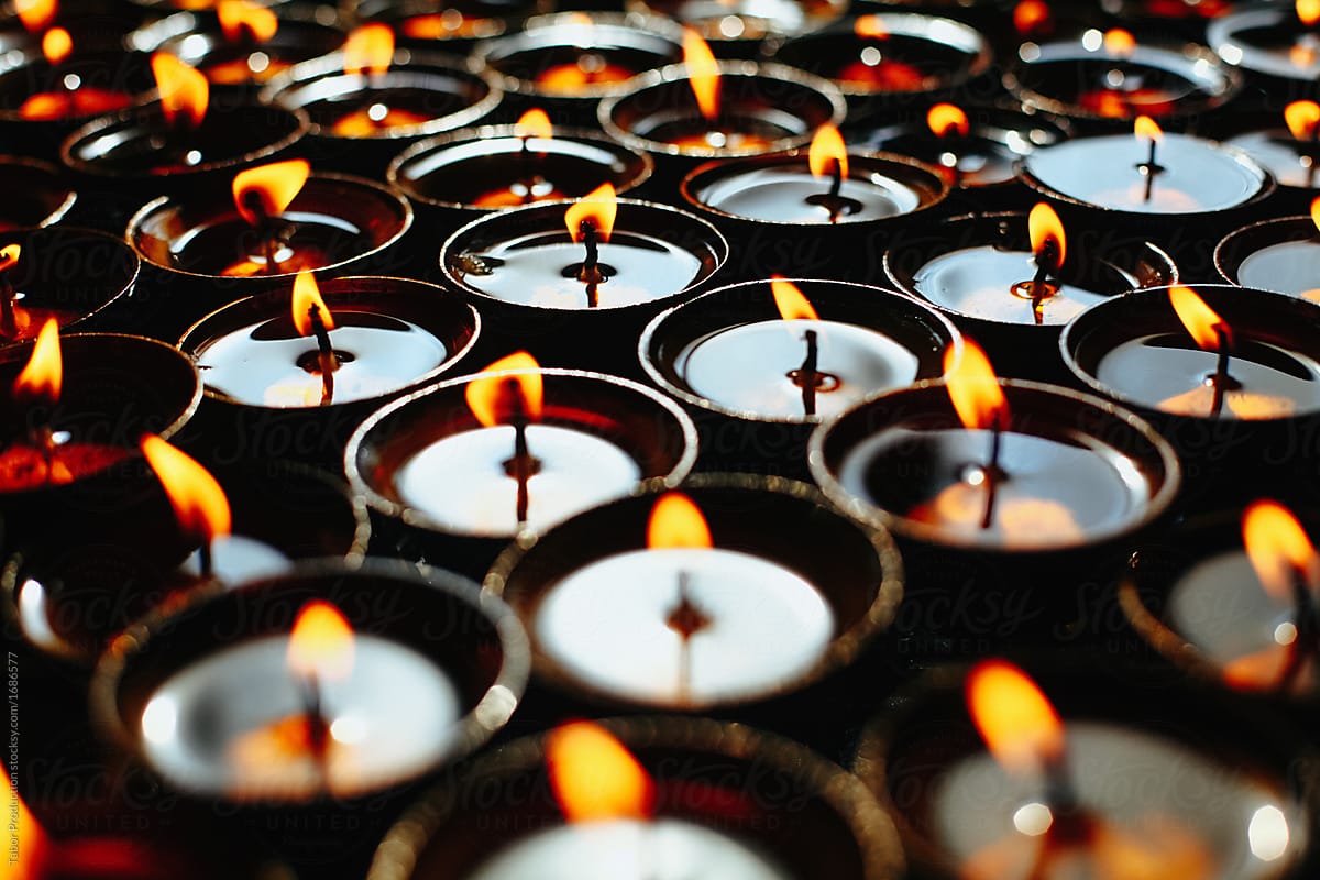 Oil candles in the temple