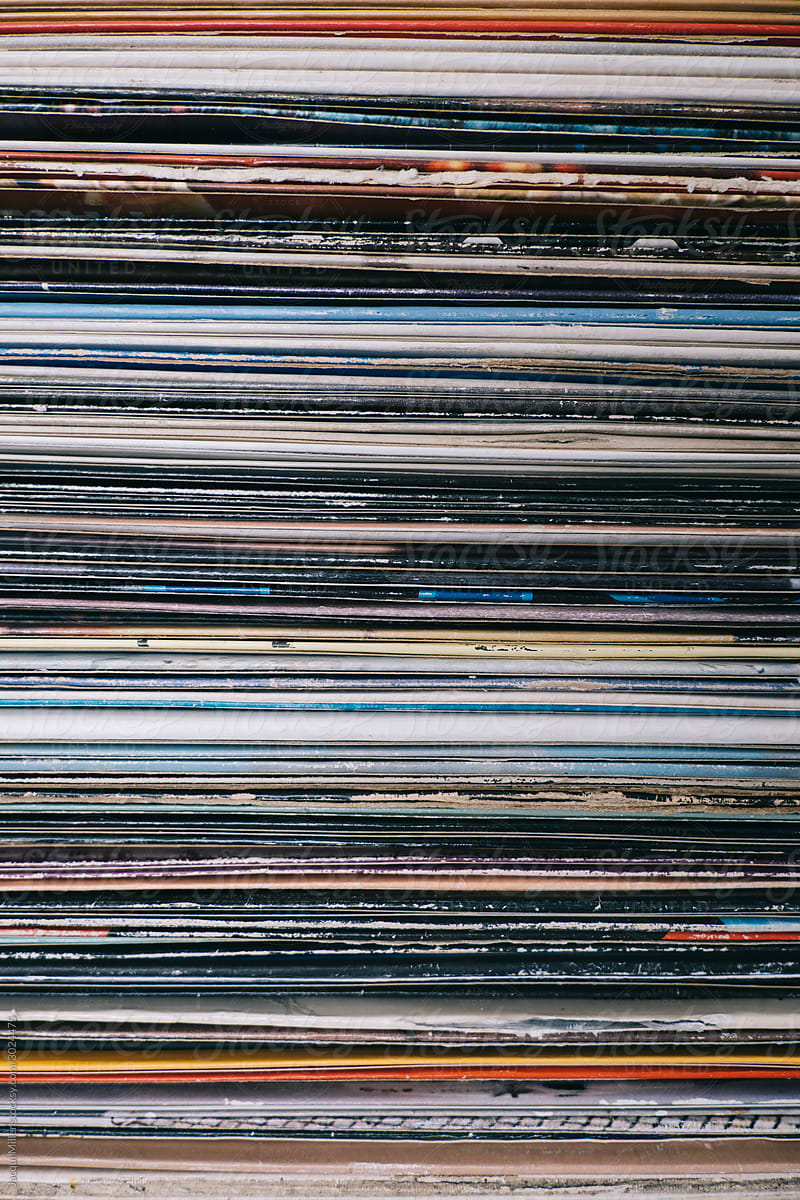 Stack of vintage vinyl records
