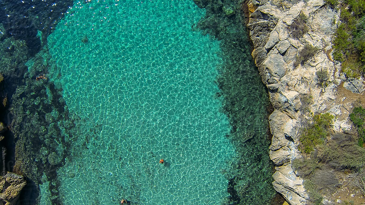 Aerial view of a beautiful small beach