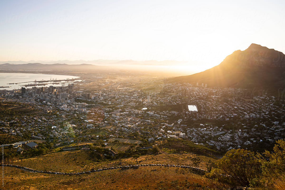 The sun rises over Cape Town, South Africa