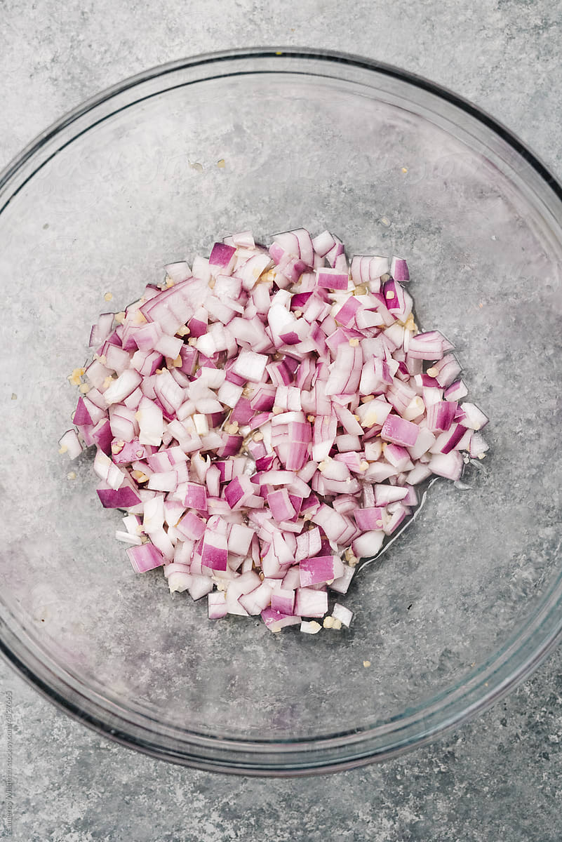 Chopped Red Onion and Garlic Mix