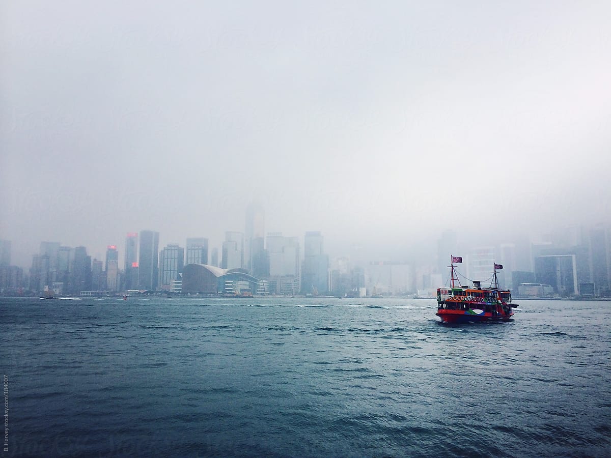 Chinese Boat in Front of Hong Kong
